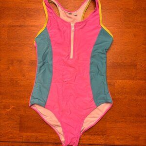 Pink Hannah Anderson one piece bathing suit with zip